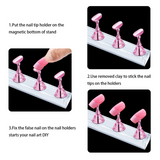 Load image into Gallery viewer, 4 Sets Pink Nail Stand for Press on Nails Display