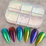 Load image into Gallery viewer, Chrome Nail Powder 6 Colors Mirror Laser Aurora Nail