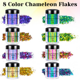 Load image into Gallery viewer, 8 Color Changing Pigment Powder Flakes for Nails Art