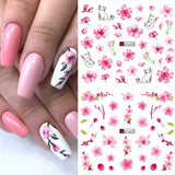 Load image into Gallery viewer, 12PCS Pink Cherry Blossoms Tree Flowers Nail Water Stickers