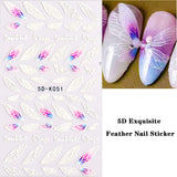 Load image into Gallery viewer, Rose Nail Art Sticker 5d Exquisite Embossed Nail Art Supplies Self-Adhesive Nail Art Decoration Black White Butterfly Wings Rose Flower Feather Carving Design Acrylic Nail Art 3 Sheet