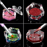 Load image into Gallery viewer, 2Pcs Crystal Glass Bowl Cup for Nail Art Acrylic Powder Liquid(Hexagon)