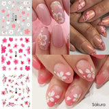 Load image into Gallery viewer, 12PCS Pink Cherry Blossoms Tree Flowers Nail Water Stickers