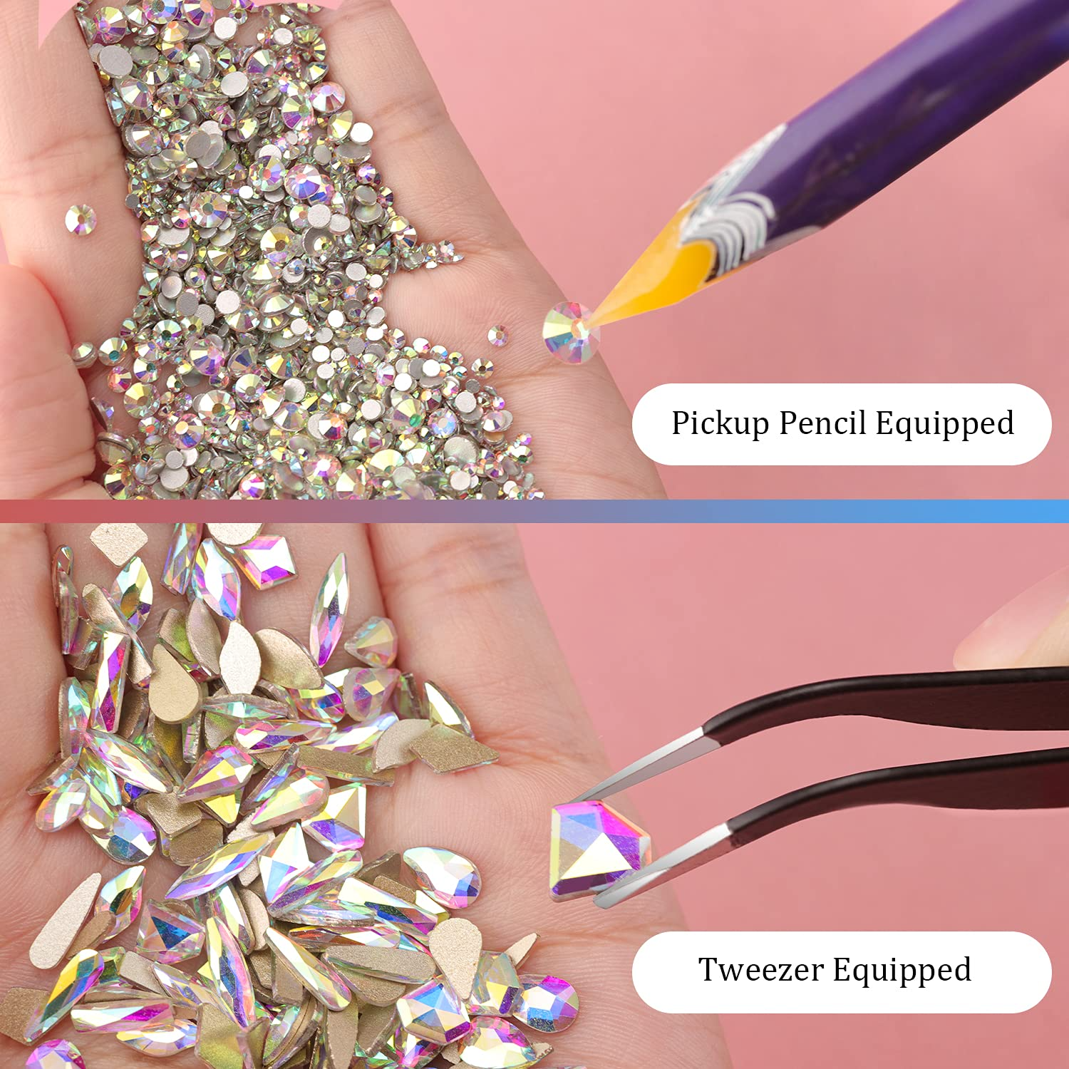 3D Nail Art Gems Glitter Diamond Manicure Decor Rhinestones Flatback AB  Crystal
