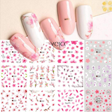 Load image into Gallery viewer, 12PCS Pink Cherry Blossoms Tree Flowers Nail Water Stickers