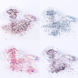 Load image into Gallery viewer, 8 Boxes / Set Holographic Nail Glitter Mermaid Powder Flakes Shiny Charms Hexagon Nail Art Pigment Dust Decoration Manicure