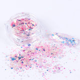 Load image into Gallery viewer, 8 Boxes / Set Holographic Nail Glitter Mermaid Powder Flakes Shiny Charms Hexagon Nail Art Pigment Dust Decoration Manicure