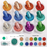 Load image into Gallery viewer, Holographic Nail Glitter 12 Colors Holo Laser Superfine Cosmetic Festival Powder Nail Pigment Holo Nail Art Powder Craft Sequins Dust for Face Body Eye Festvial Hair